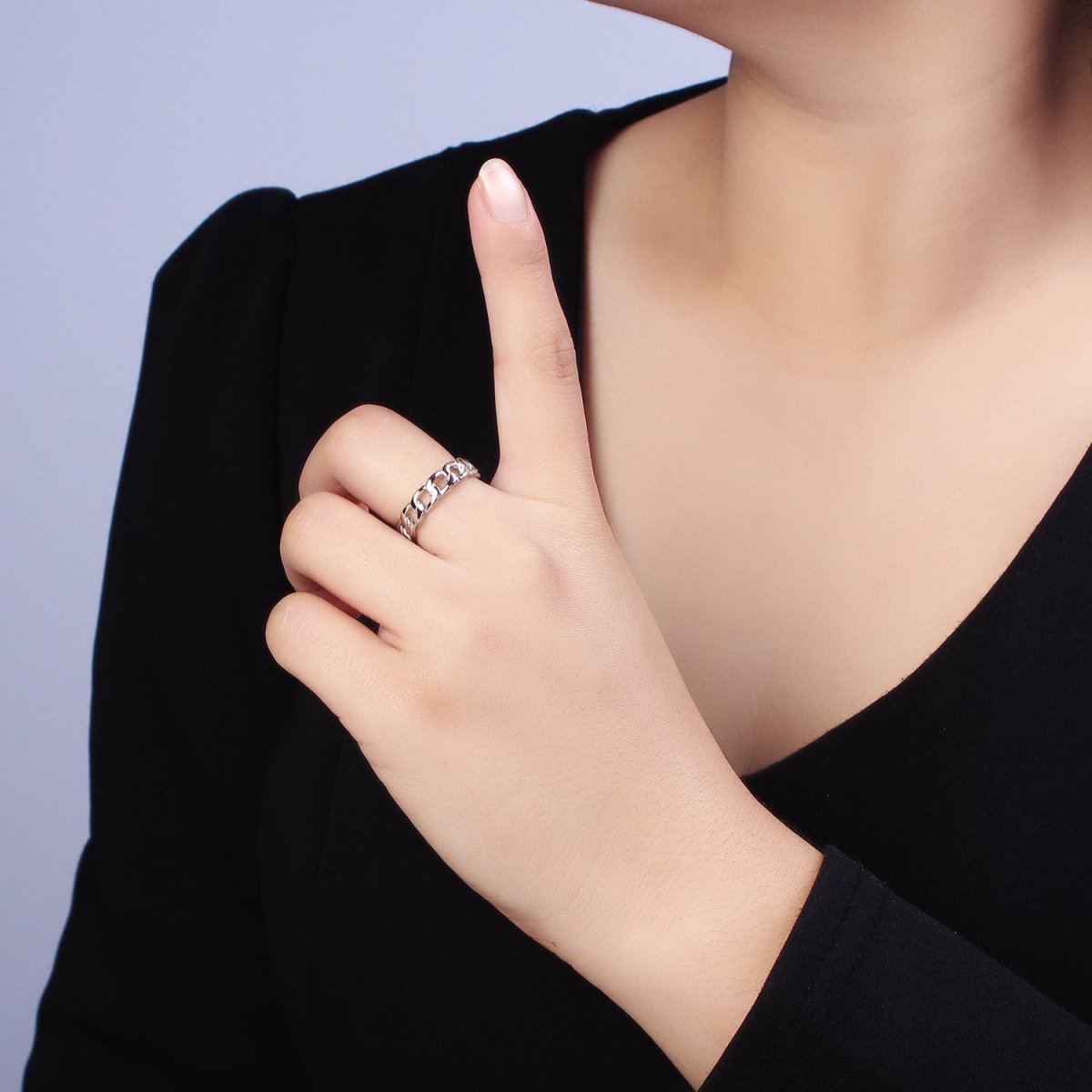 Stainless Steel Thin Curb Chain Link Ring in Gold &amp; Silver | O-1673~O-1680
