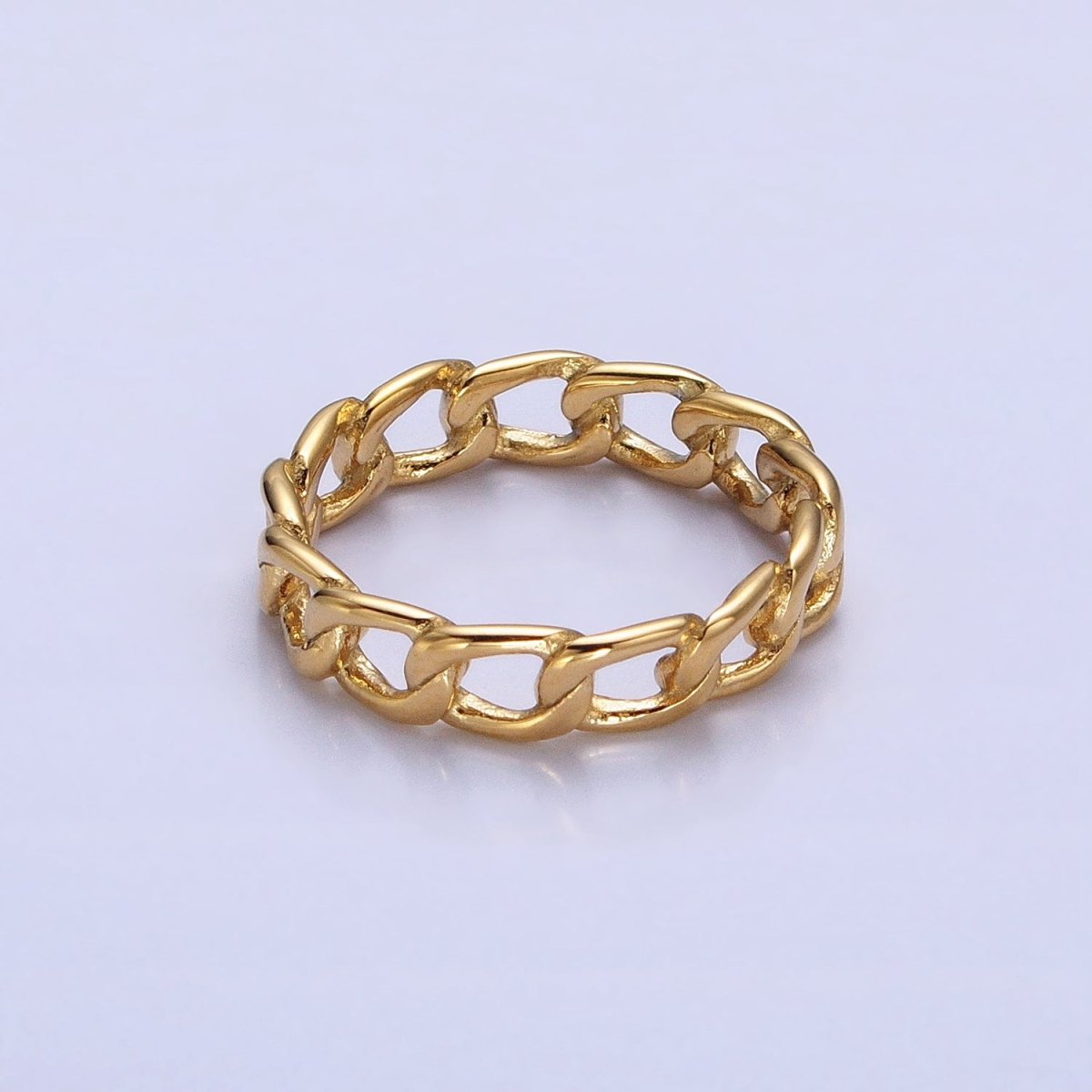 Stainless Steel Thin Curb Chain Link Ring in Gold &amp; Silver | O-1673~O-1680