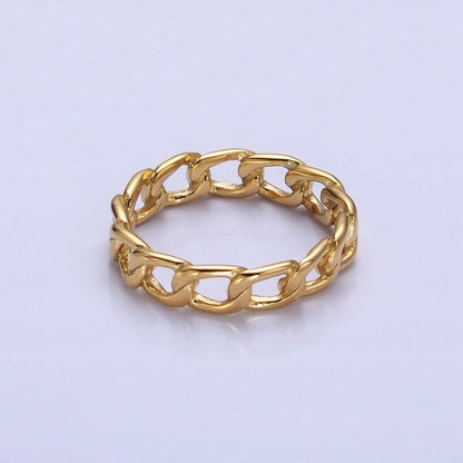 Stainless Steel Thin Curb Chain Link Ring in Gold &amp; Silver | O-1673~O-1680