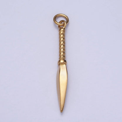 Stainless Steel Thin Weapon Knife Dagger Charm in Gold &amp; Silver J-463 J-464