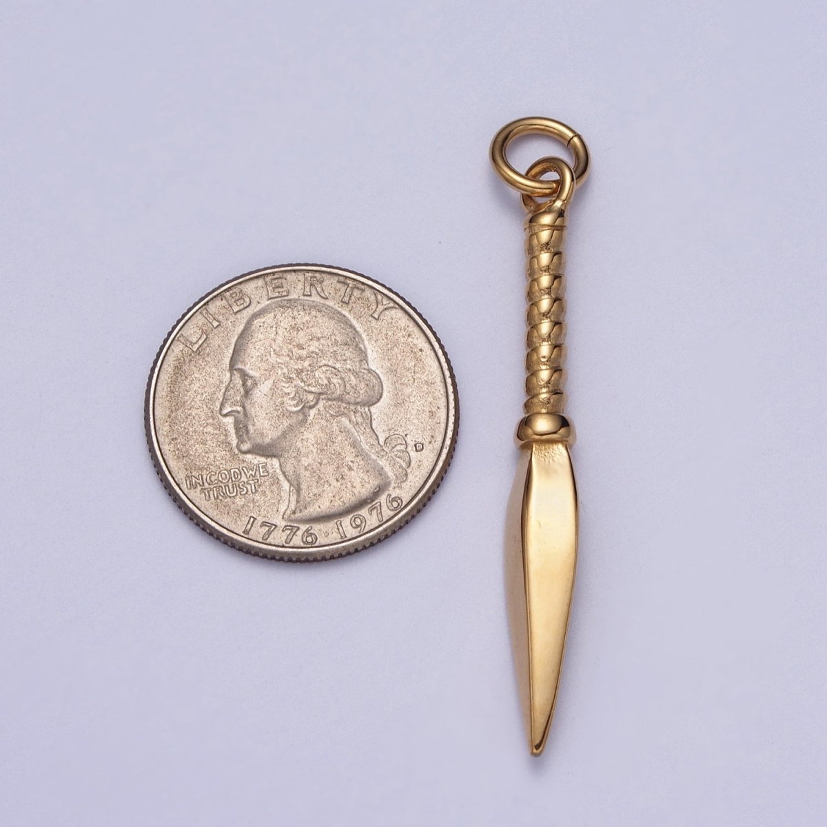 Stainless Steel Thin Weapon Knife Dagger Charm in Gold &amp; Silver J-463 J-464