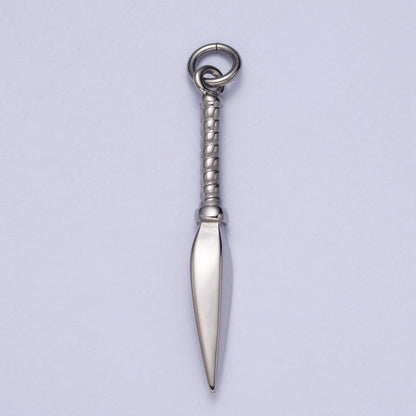 Stainless Steel Thin Weapon Knife Dagger Charm in Gold &amp; Silver J-463 J-464