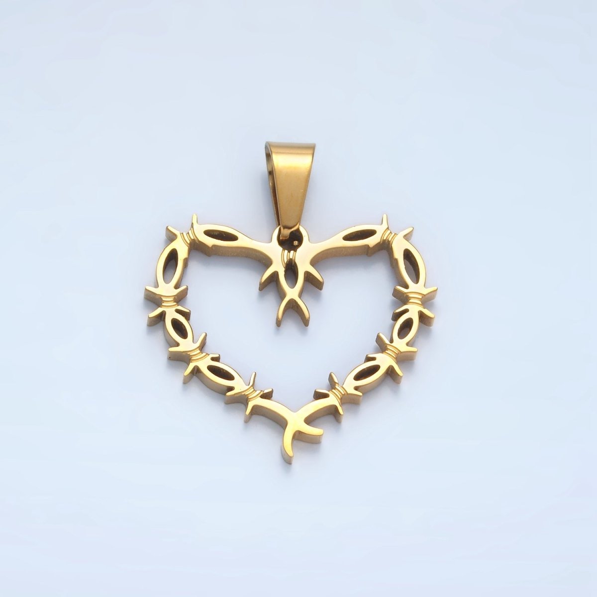 Stainless Steel 28mm Tied Knot Open Heart Pendant in Gold &amp; Silver | P1483
