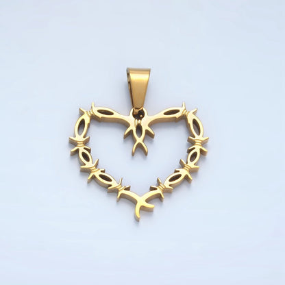 Stainless Steel 28mm Tied Knot Open Heart Pendant in Gold &amp; Silver | P1483