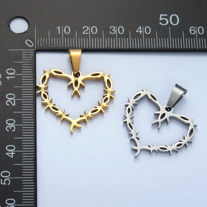 Stainless Steel 28mm Tied Knot Open Heart Pendant in Gold &amp; Silver | P1483