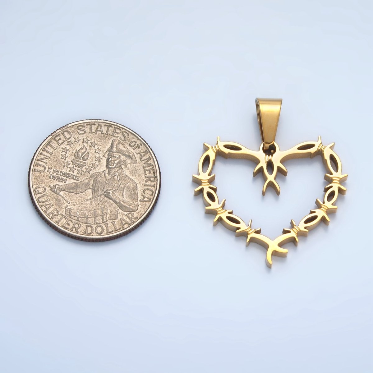 Stainless Steel 28mm Tied Knot Open Heart Pendant in Gold &amp; Silver | P1483