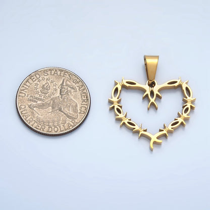 Stainless Steel 28mm Tied Knot Open Heart Pendant in Gold &amp; Silver | P1483