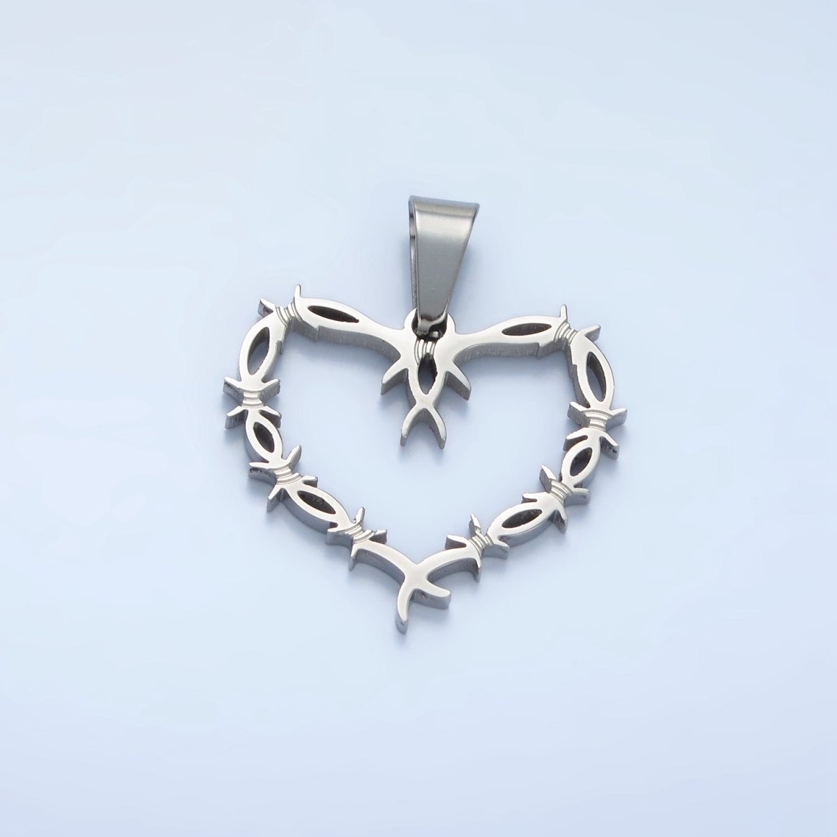Stainless Steel 28mm Tied Knot Open Heart Pendant in Gold &amp; Silver | P1483