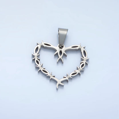 Stainless Steel 28mm Tied Knot Open Heart Pendant in Gold &amp; Silver | P1483