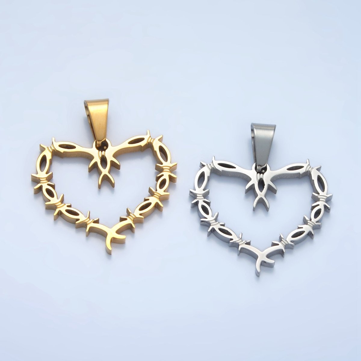Stainless Steel 28mm Tied Knot Open Heart Pendant in Gold &amp; Silver | P1483