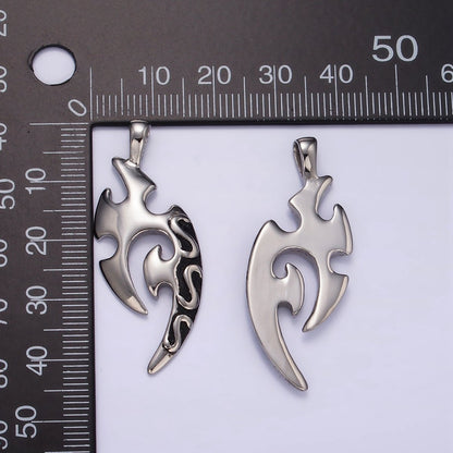 Stainless Steel Tribal Tattoo Charms Men Pendant in Silver | P1431