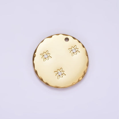 Stainless Steel Triple Celestial Star Coin Round Charm | P1242