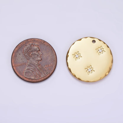 Stainless Steel Triple Celestial Star Coin Round Charm | P1242