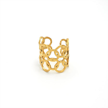 Stainless Steel Triple Hammered Round Band Ring in Gold &amp; Silver | Rings-00224