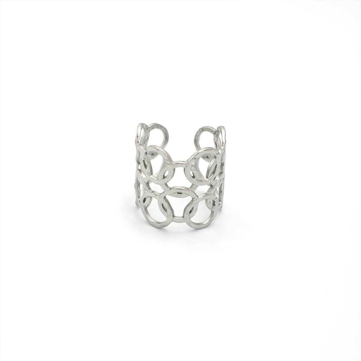 Stainless Steel Triple Hammered Round Band Ring in Gold &amp; Silver | Rings-00224