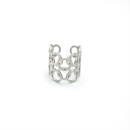 Stainless Steel Triple Hammered Round Band Ring in Gold &amp; Silver | Rings-00224