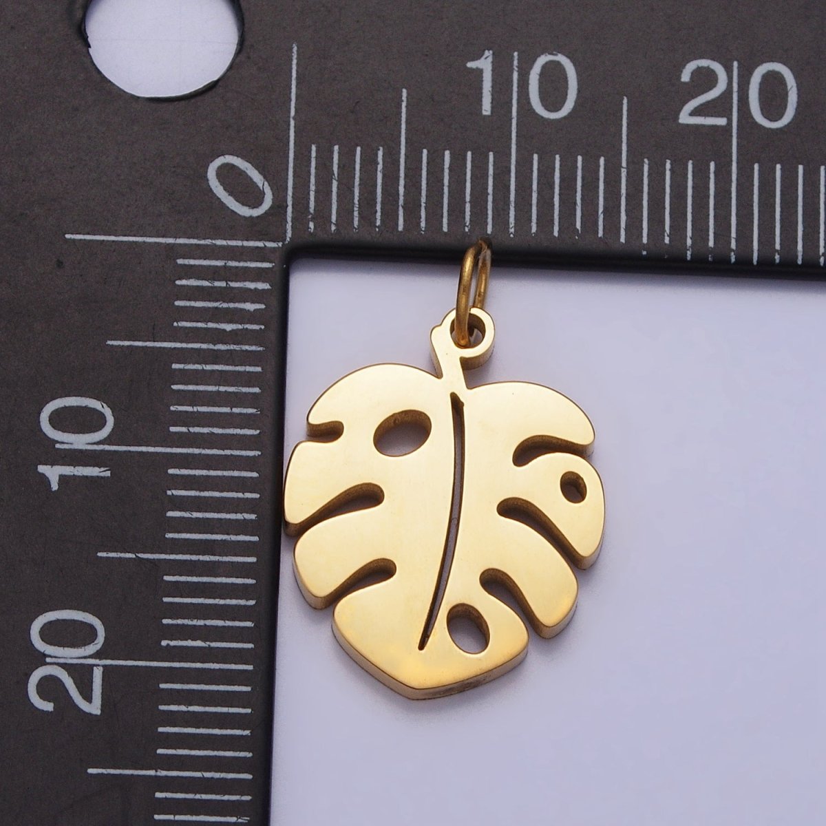 Stainless Steel Tropical Monstera Palm Leaf Nature Charm in Gold &amp; Silver | P-1218