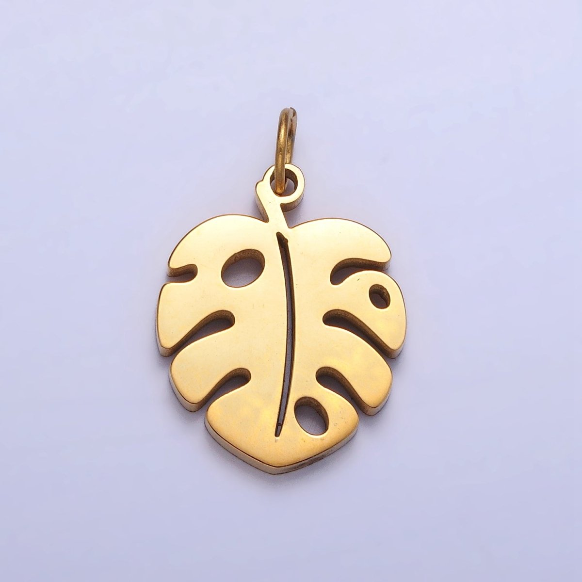 Stainless Steel Tropical Monstera Palm Leaf Nature Charm in Gold &amp; Silver | P-1218