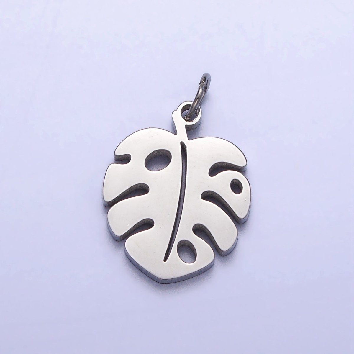 Stainless Steel Tropical Monstera Palm Leaf Nature Charm in Gold &amp; Silver | P-1218