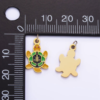 Stainless Steel Turtle Charm Enamel Under the Sea Animal Pendant | P994
