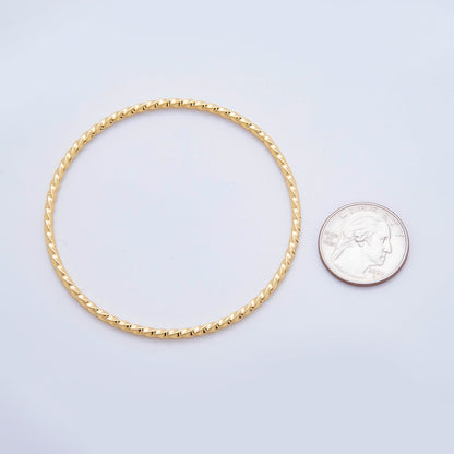 Gold Stainless Steel Twisted Rope Round Bangle Stackable Bracelet | WA-3468