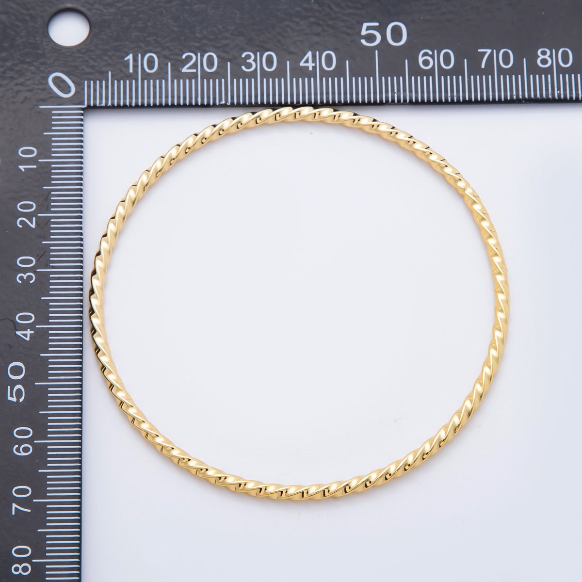 Gold Stainless Steel Twisted Rope Round Bangle Stackable Bracelet | WA-3468