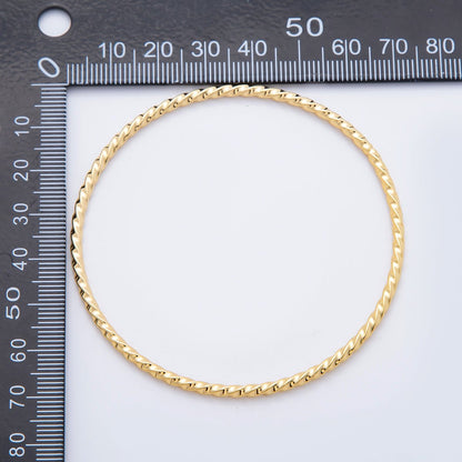 Gold Stainless Steel Twisted Rope Round Bangle Stackable Bracelet | WA-3468