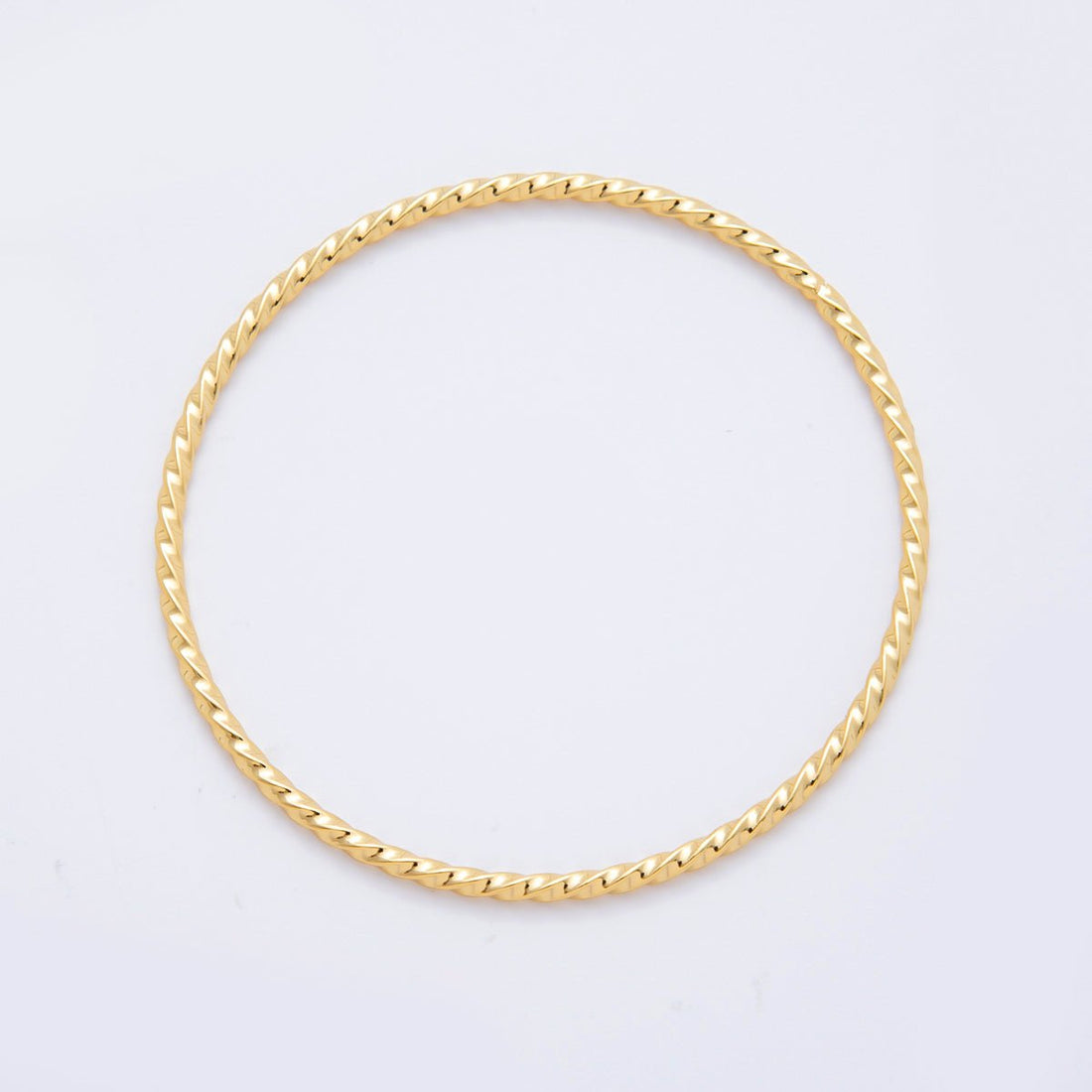 Gold Stainless Steel Twisted Rope Round Bangle Stackable Bracelet | WA-3468