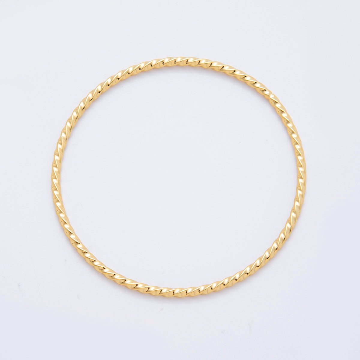 Gold Stainless Steel Twisted Rope Round Bangle Stackable Bracelet | WA-3468