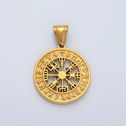 Stainless Steel Viking Rune Script Open Round Pendant | P1464