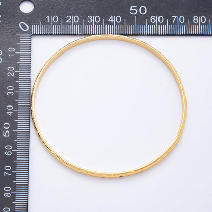 Gold Stainless Steel Bali Artisan Design Round Bangle Bracelet | WA-3463