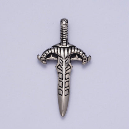 Stainless Steel Weapon Dagger Knife Sword Statement Pendant J-392