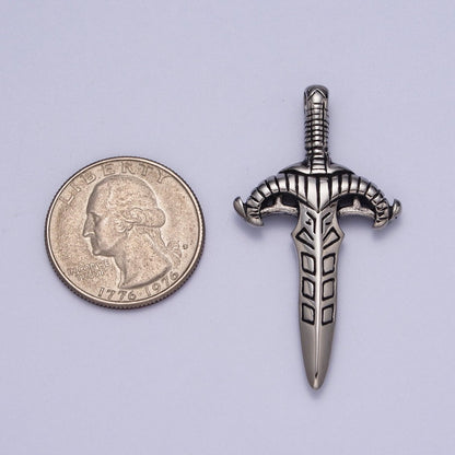 Stainless Steel Weapon Dagger Knife Sword Statement Pendant J-392