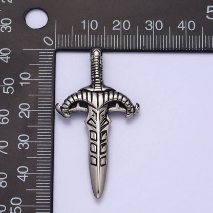 Stainless Steel Weapon Dagger Knife Sword Statement Pendant J-392
