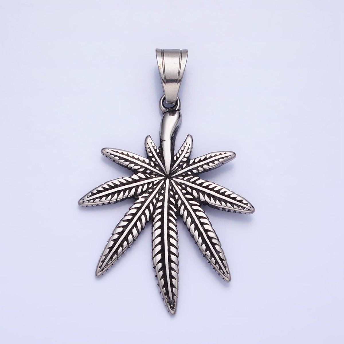Stainless Steel Weed Leaf Statement 58mm Pendant in Silver &amp; Gold | P1132