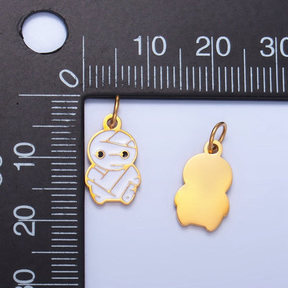 Stainless Steel White Enamel Mummy Halloween Holiday Charm | P1524