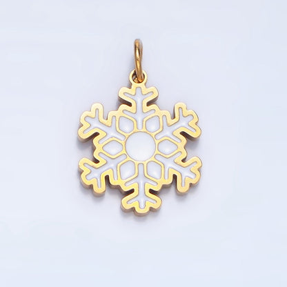 Stainless Steel White Enamel Snowflake Weather Holiday Charm | P1519