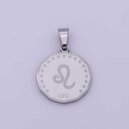 Stainless Steel Zodiac Horoscope Sign Silver Medallion Pendant | A-A1857-A-A1862