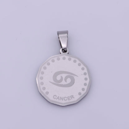 Stainless Steel Zodiac Horoscope Sign Silver Medallion Pendant | A-A1857-A-A1862