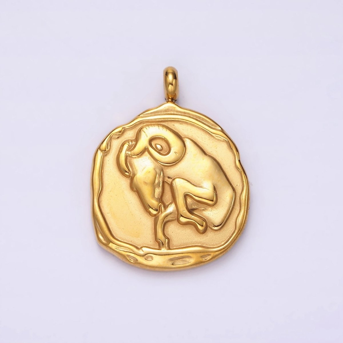 Stainless Steel Zodiac Sign Birth Month Personalized Stamped Round Charm | A-A1235-A-A1240