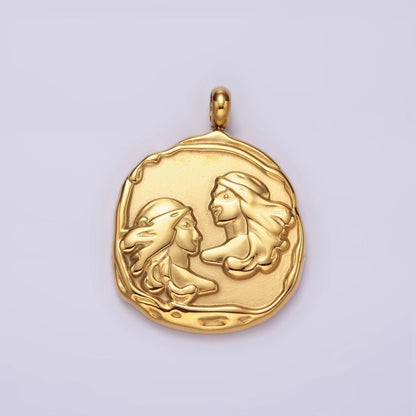 Stainless Steel Zodiac Sign Birth Month Personalized Stamped Round Charm | A-A1235-A-A1240