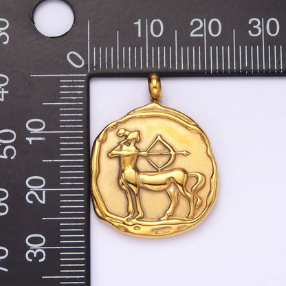 Stainless Steel Zodiac Sign Birth Month Personalized Stamped Round Charm | A-A1235-A-A1240