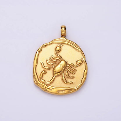 Stainless Steel Zodiac Sign Birth Month Personalized Stamped Round Charm | A-A1235-A-A1240