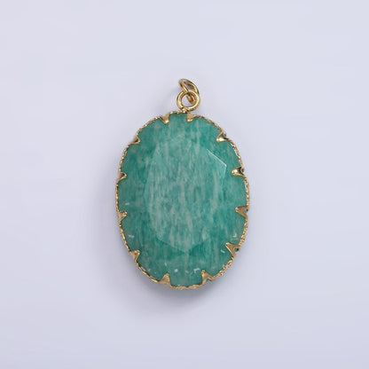 Stainless Steel Zoisite, Aventurine, Grey Labradorite, Moonstone Artisan Bezel Oval Charm | P1304 - P1305