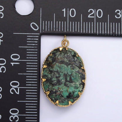 Stainless Steel Zoisite, Aventurine, Grey Labradorite, Moonstone Artisan Bezel Oval Charm | P1304 - P1305