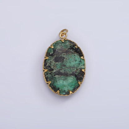 Stainless Steel Zoisite, Aventurine, Grey Labradorite, Moonstone Artisan Bezel Oval Charm | P1304 - P1305