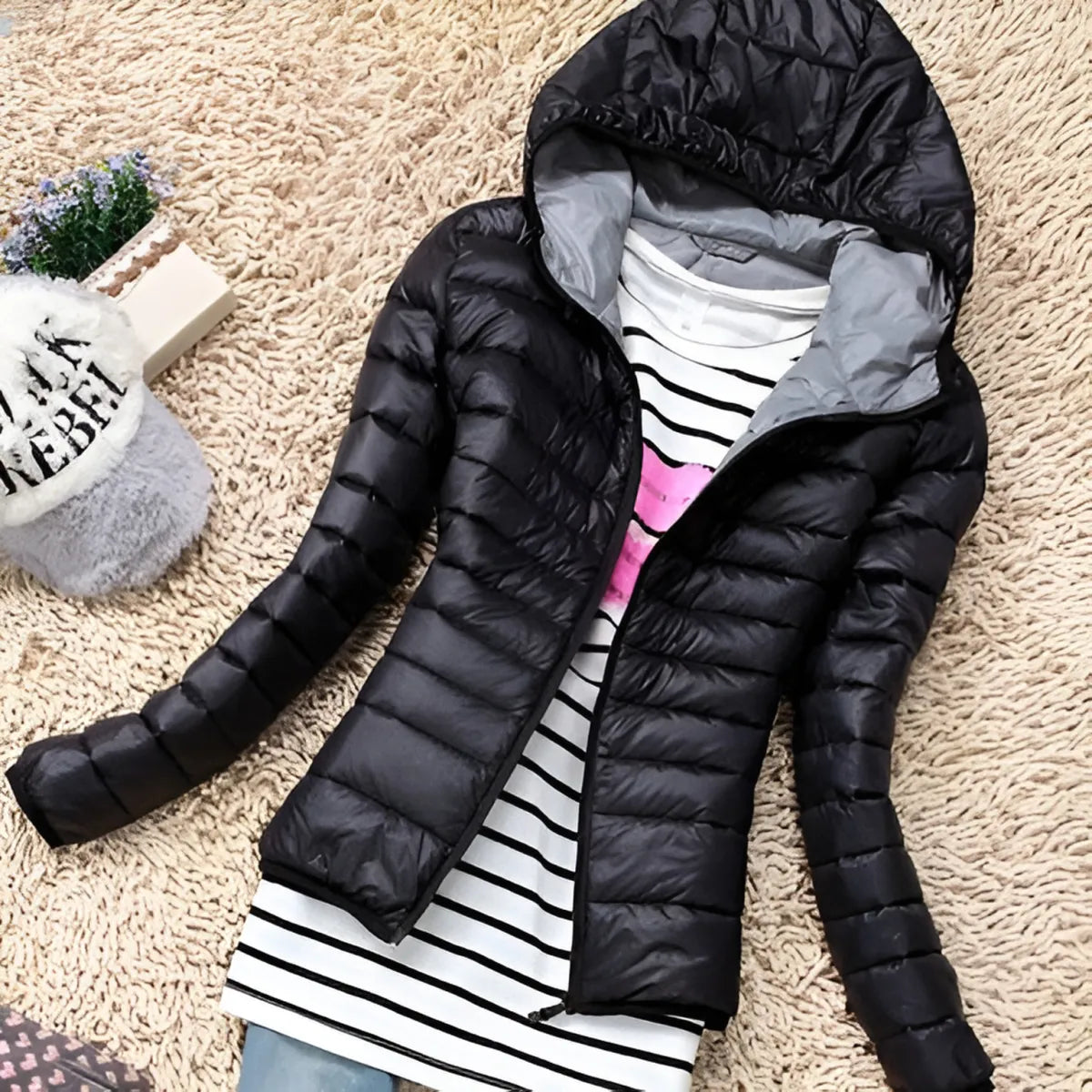 Stand Collar Hooded Winter Jacket
