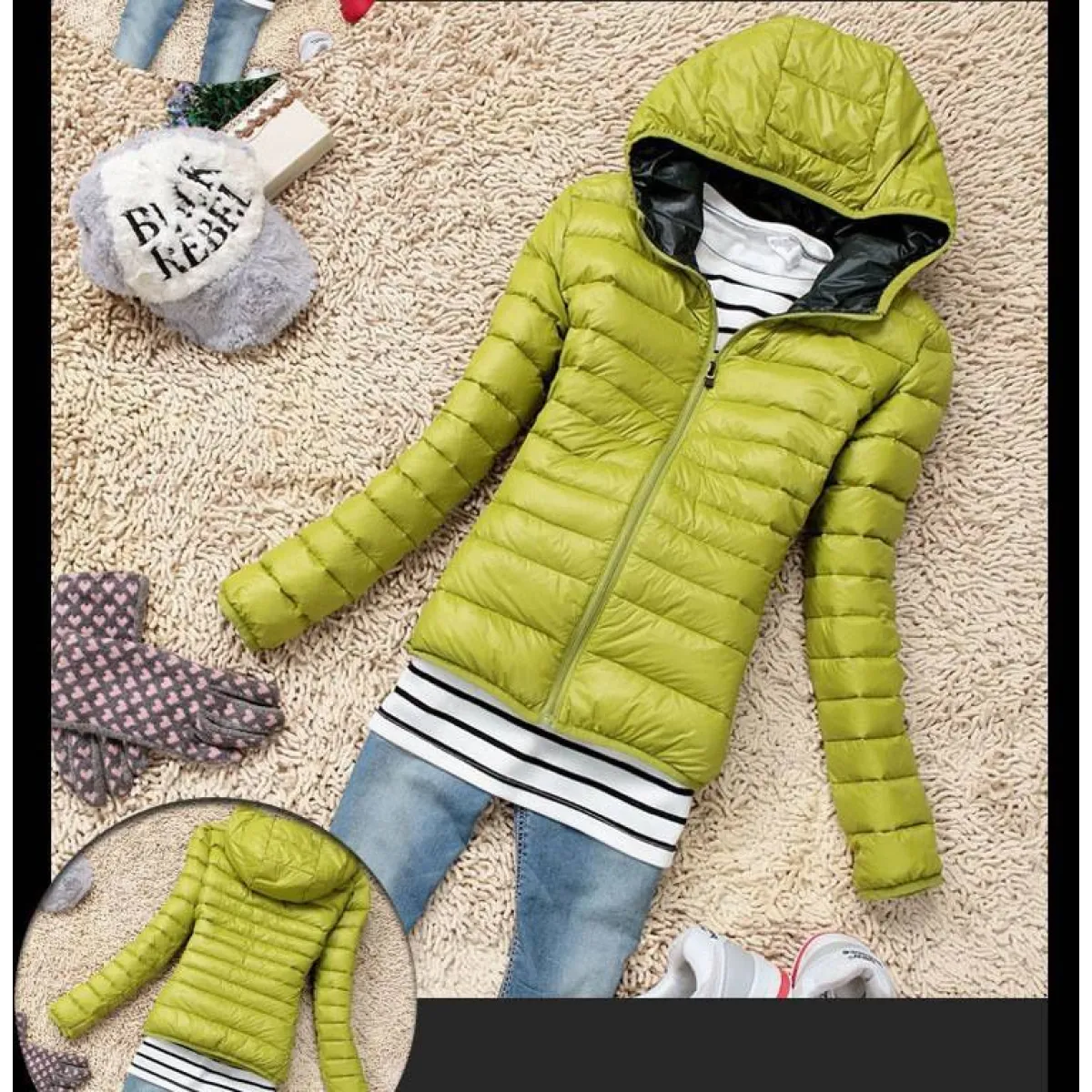 Stand Collar Hooded Winter Jacket