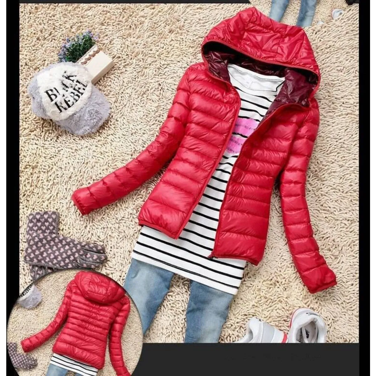 Stand Collar Hooded Winter Jacket