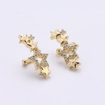 Star Ear Cuff No Piercing • Gold Filled ear cuff • conch cuff • fake helix piercing • Star earring crawler • cartilage cuff K-155